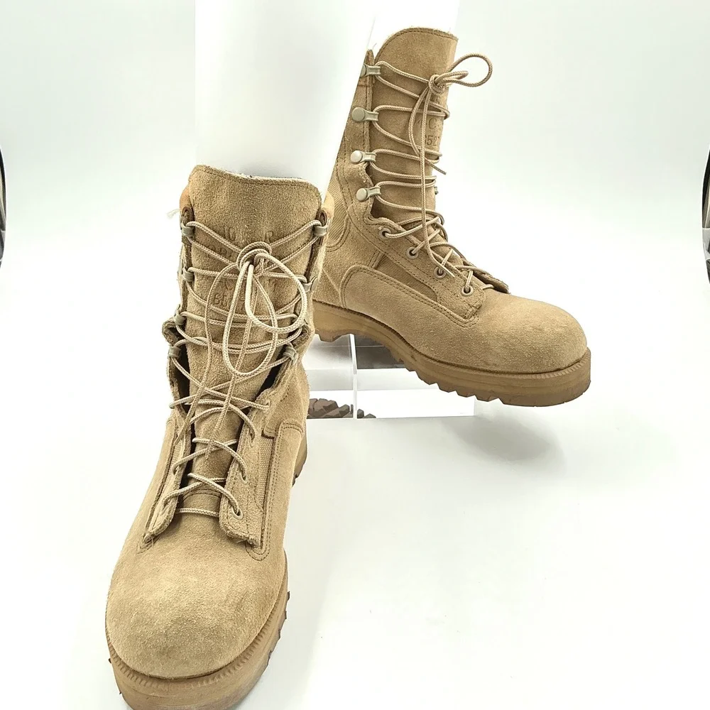 Wellco Mens Size 10.5 R Combat Boots Tan Suede USMC Military Tactical